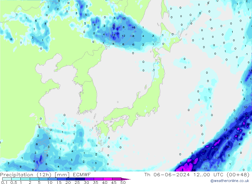 Précipitation (12h) ECMWF jeu 06.06.2024 00 UTC