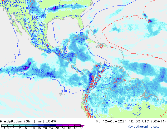 Z500/Rain (+SLP)/Z850 ECMWF lun 10.06.2024 00 UTC