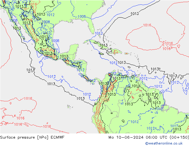 Surface pressure ECMWF Mo 10.06.2024 06 UTC