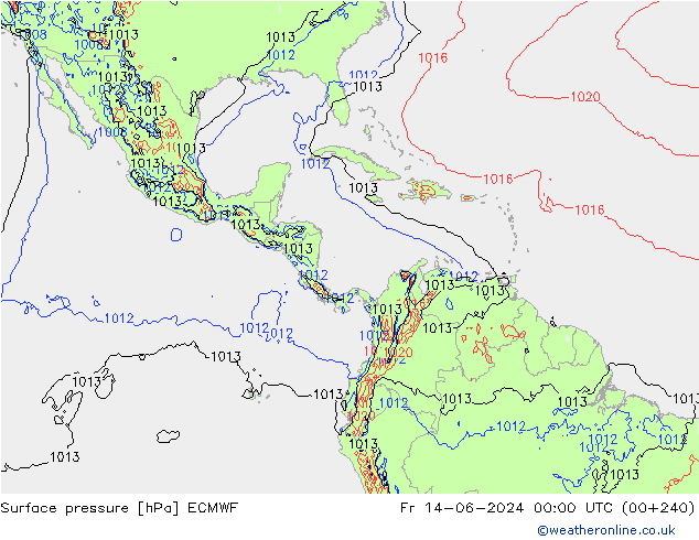 Pressione al suolo ECMWF ven 14.06.2024 00 UTC