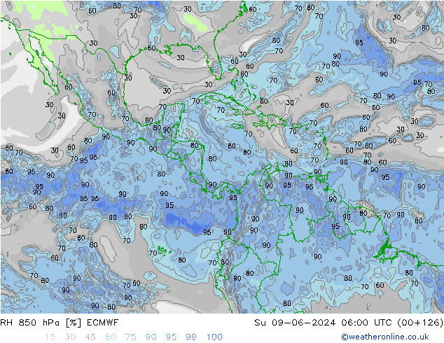 RH 850 hPa ECMWF Su 09.06.2024 06 UTC