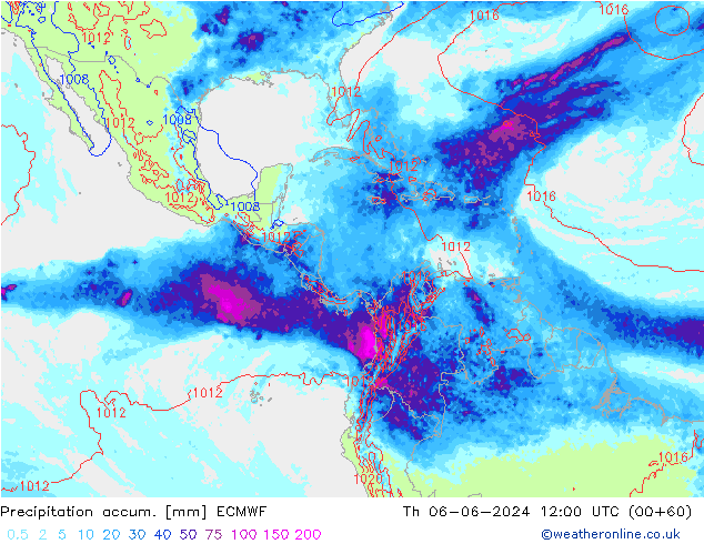 Precipitation accum. ECMWF gio 06.06.2024 12 UTC