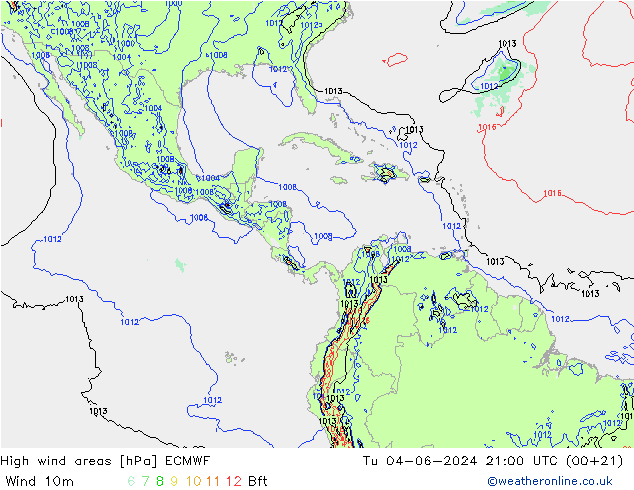 High wind areas ECMWF Ter 04.06.2024 21 UTC