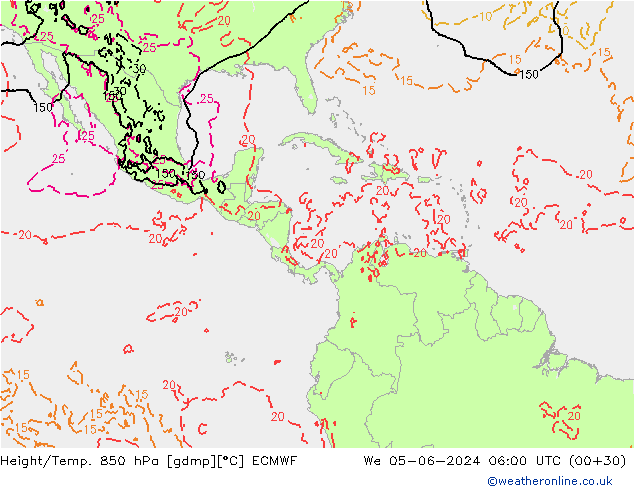 Z500/Rain (+SLP)/Z850 ECMWF mer 05.06.2024 06 UTC