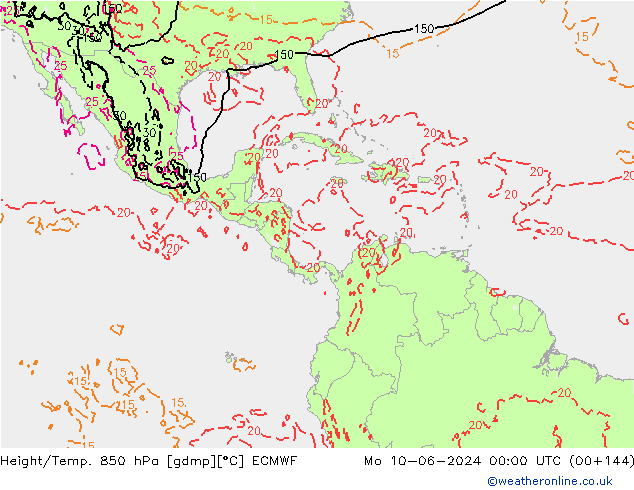 Z500/Rain (+SLP)/Z850 ECMWF lun 10.06.2024 00 UTC