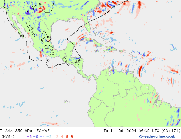 T-Adv. 850 hPa ECMWF mar 11.06.2024 06 UTC