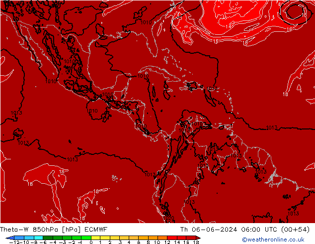 Theta-W 850hPa ECMWF Qui 06.06.2024 06 UTC