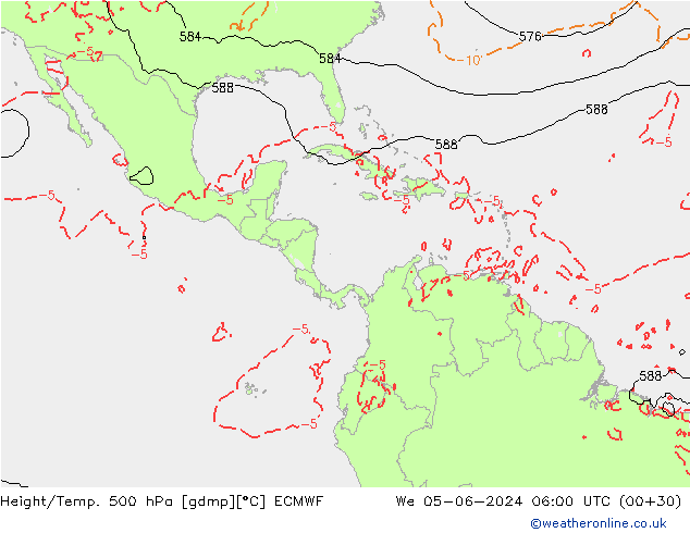 Z500/Rain (+SLP)/Z850 ECMWF mer 05.06.2024 06 UTC