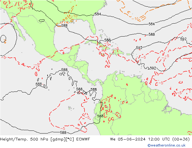 Z500/Rain (+SLP)/Z850 ECMWF Mi 05.06.2024 12 UTC