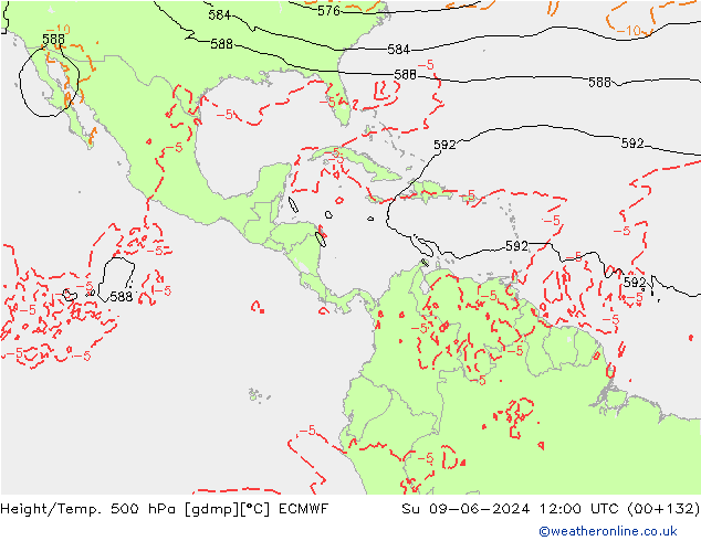 Yükseklik/Sıc. 500 hPa ECMWF Paz 09.06.2024 12 UTC