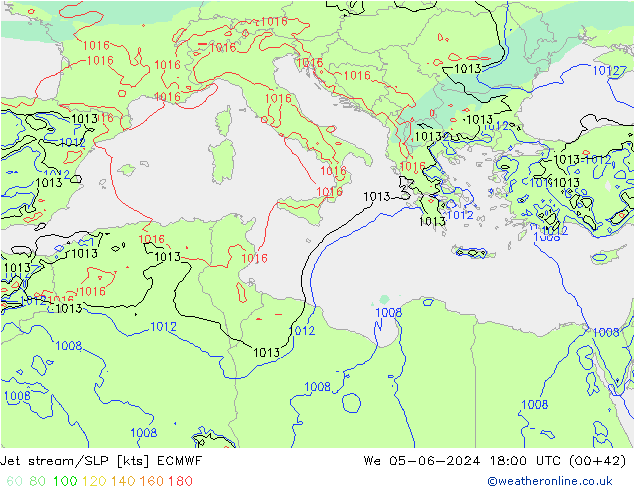 Corrente a getto ECMWF mer 05.06.2024 18 UTC