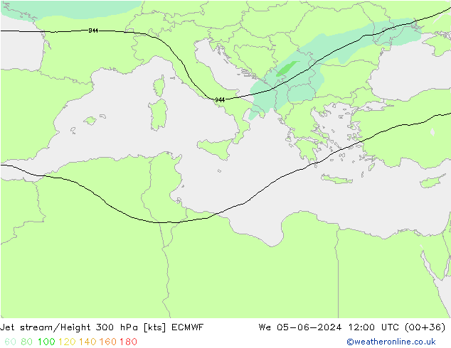 Straalstroom ECMWF wo 05.06.2024 12 UTC