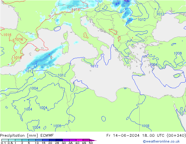 Precipitazione ECMWF ven 14.06.2024 00 UTC