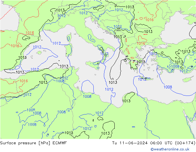 ciśnienie ECMWF wto. 11.06.2024 06 UTC