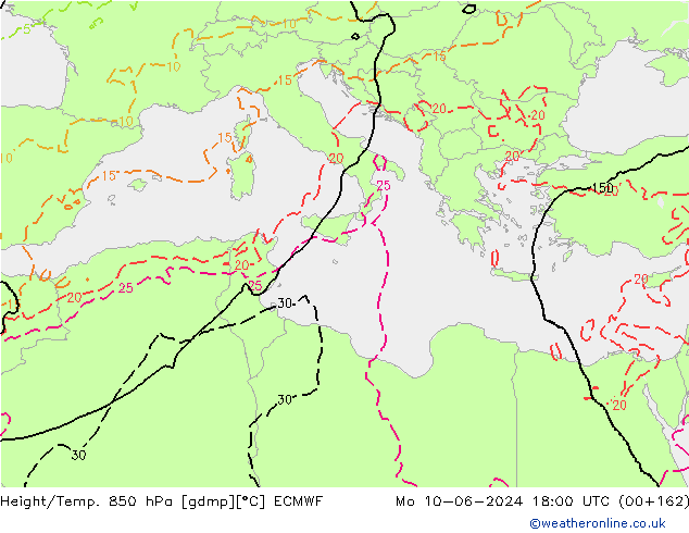 Z500/Rain (+SLP)/Z850 ECMWF lun 10.06.2024 18 UTC