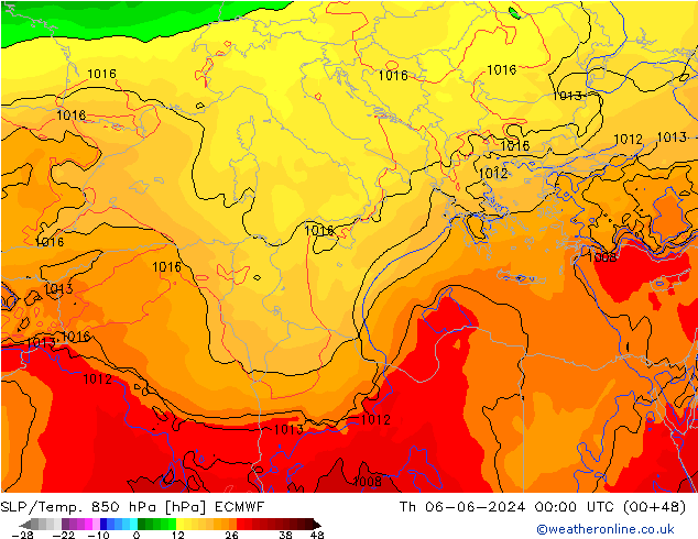 SLP/Temp. 850 hPa ECMWF  06.06.2024 00 UTC