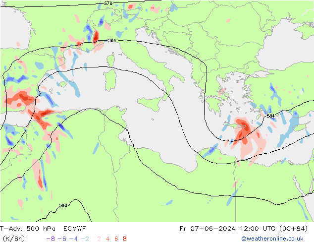 T-Adv. 500 hPa ECMWF ven 07.06.2024 12 UTC