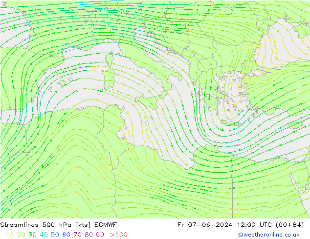 Streamlines 500 hPa ECMWF Pá 07.06.2024 12 UTC