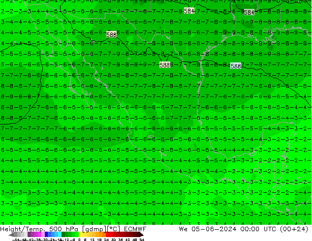 Z500/Rain (+SLP)/Z850 ECMWF śro. 05.06.2024 00 UTC