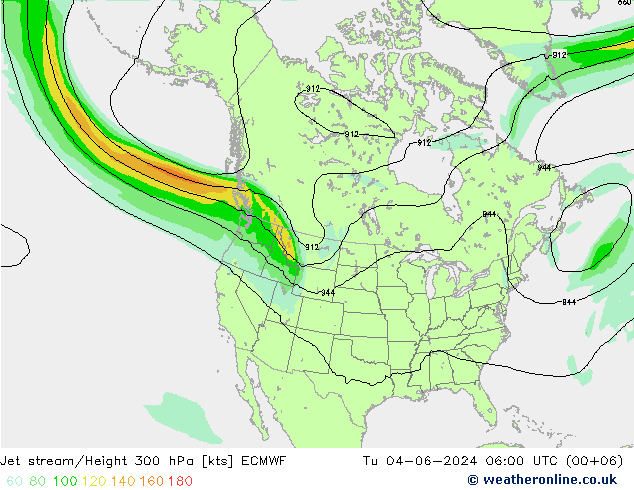 Jet stream ECMWF Ter 04.06.2024 06 UTC