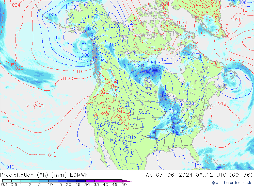 Z500/Rain (+SLP)/Z850 ECMWF We 05.06.2024 12 UTC