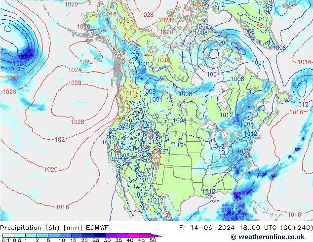 Précipitation (6h) ECMWF ven 14.06.2024 00 UTC