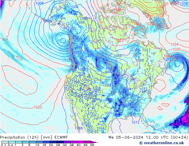 Precipitazione (12h) ECMWF mer 05.06.2024 00 UTC