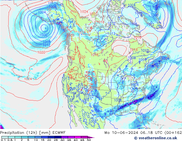 Precipitación (12h) ECMWF lun 10.06.2024 18 UTC