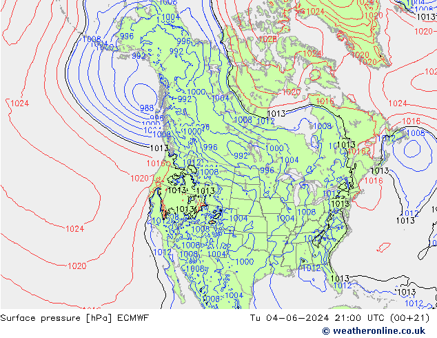 Presión superficial ECMWF mar 04.06.2024 21 UTC
