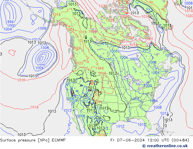 Bodendruck ECMWF Fr 07.06.2024 12 UTC