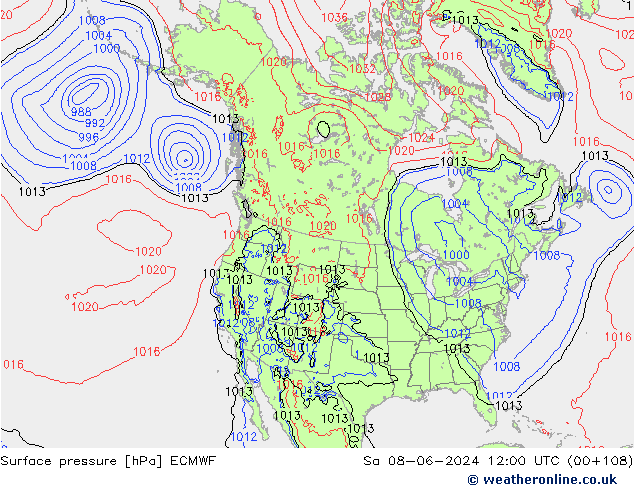 Pressione al suolo ECMWF sab 08.06.2024 12 UTC