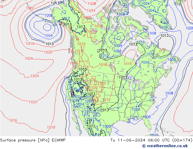 pressão do solo ECMWF Ter 11.06.2024 06 UTC