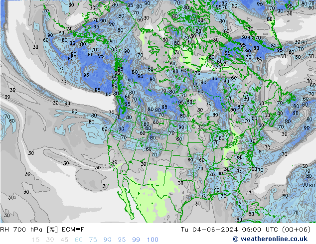 RH 700 hPa ECMWF Tu 04.06.2024 06 UTC