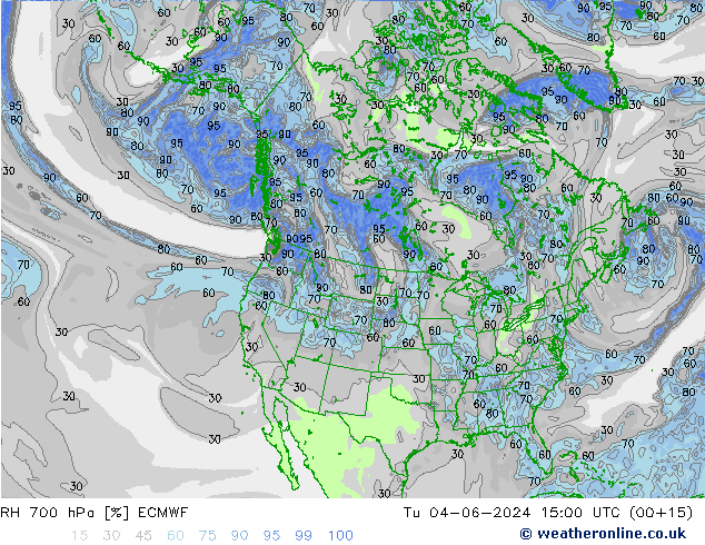Humidité rel. 700 hPa ECMWF mar 04.06.2024 15 UTC