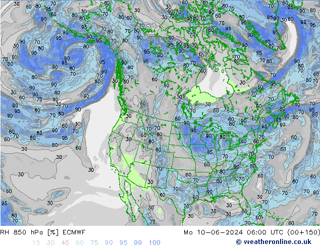 RH 850 hPa ECMWF Seg 10.06.2024 06 UTC