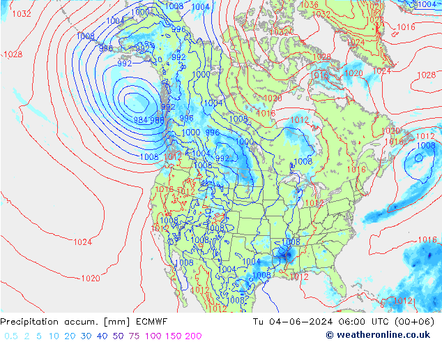 Totale neerslag ECMWF di 04.06.2024 06 UTC