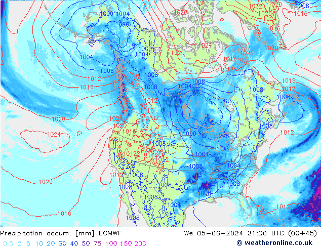 Totale neerslag ECMWF wo 05.06.2024 21 UTC