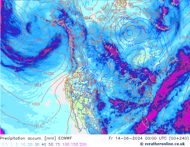 Precipitation accum. ECMWF pt. 14.06.2024 00 UTC