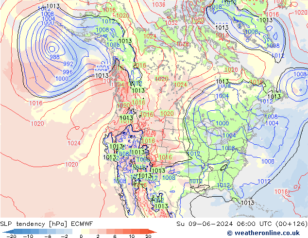 SLP tendency ECMWF Su 09.06.2024 06 UTC