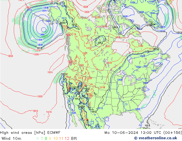 High wind areas ECMWF Mo 10.06.2024 12 UTC