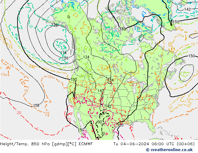 Z500/Regen(+SLP)/Z850 ECMWF di 04.06.2024 06 UTC