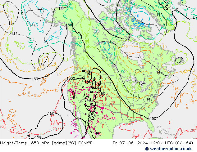 Z500/Rain (+SLP)/Z850 ECMWF Fr 07.06.2024 12 UTC