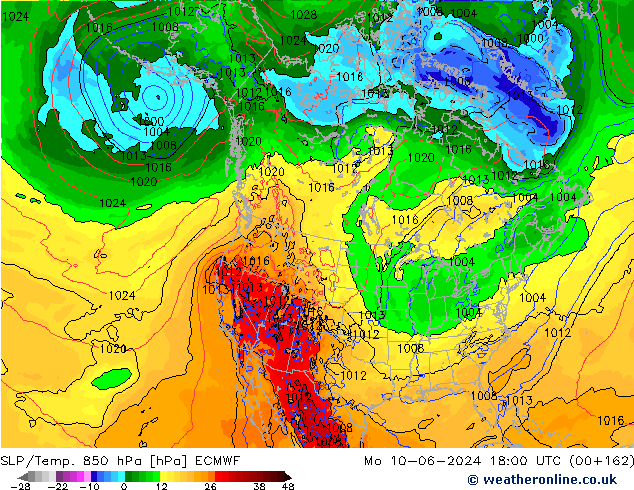 SLP/Temp. 850 hPa ECMWF Po 10.06.2024 18 UTC