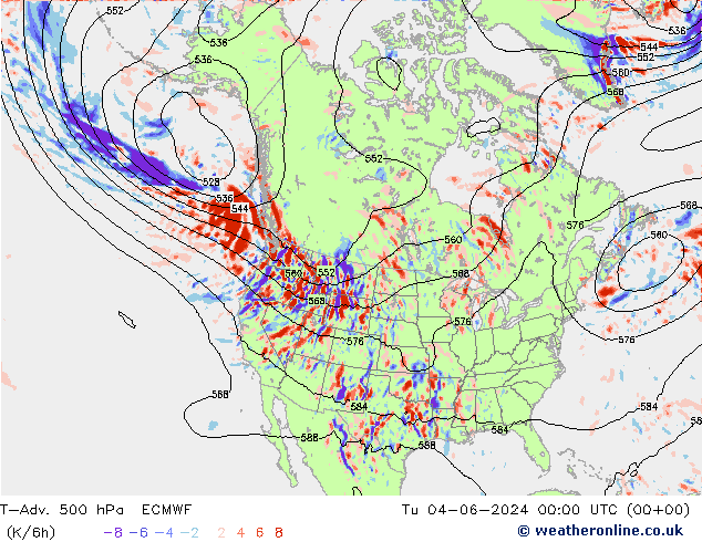 T-Adv. 500 hPa ECMWF mar 04.06.2024 00 UTC