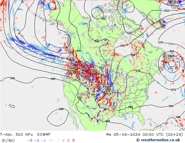 T-Adv. 500 hPa ECMWF śro. 05.06.2024 00 UTC