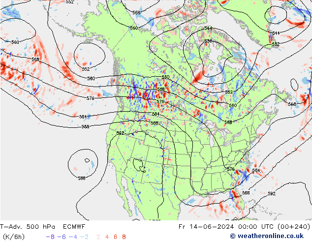 T-Adv. 500 hPa ECMWF Fr 14.06.2024 00 UTC