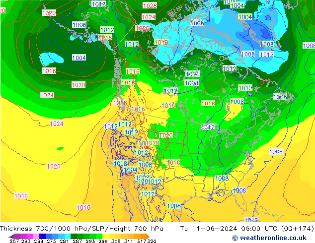 Thck 700-1000 hPa ECMWF Tu 11.06.2024 06 UTC