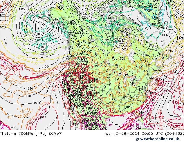 Theta-e 700hPa ECMWF Çar 12.06.2024 00 UTC