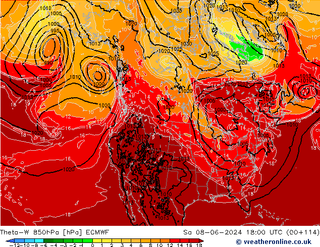 Theta-W 850hPa ECMWF  08.06.2024 18 UTC