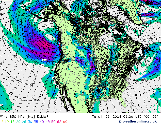 Wind 850 hPa ECMWF Di 04.06.2024 06 UTC